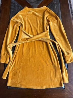 Mustard Yellow Velvet Wrap Dress